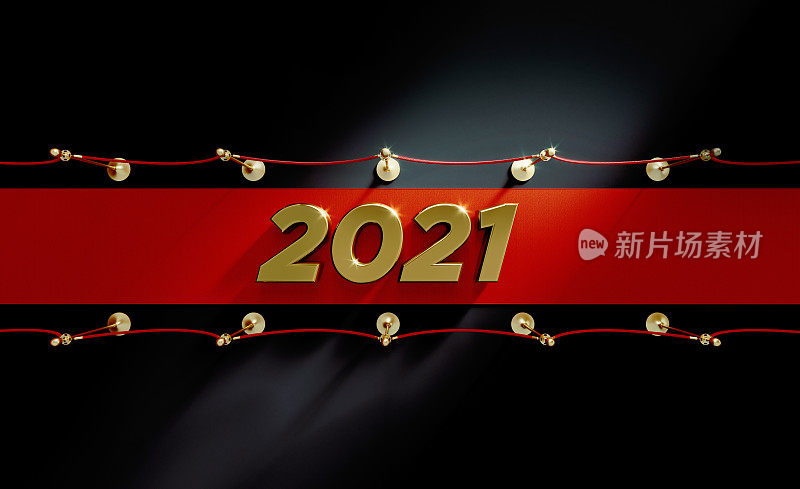 2021年红地毯概念- 2021年坐在红地毯上的黑色背景